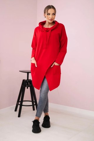 Tunika z kopertowym przodem Oversize czerwona