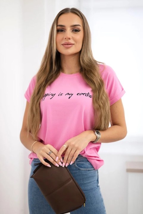 T-shirt Shopping is my cardio jasny róż