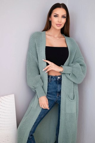 Sweter długi kardigan ciemny miętowy