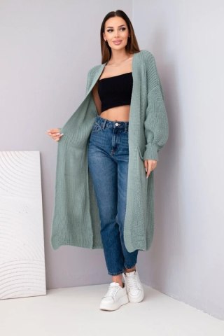 Sweter długi kardigan ciemny miętowy