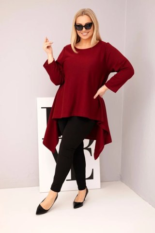 Tunika damska Plus Size bawełniana o asymetrycznym kroju bordowa