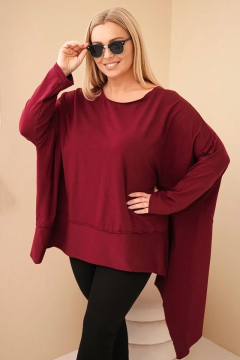Tunika damska Plus Size z bawełny z asymetrycznym dołem bordowa
