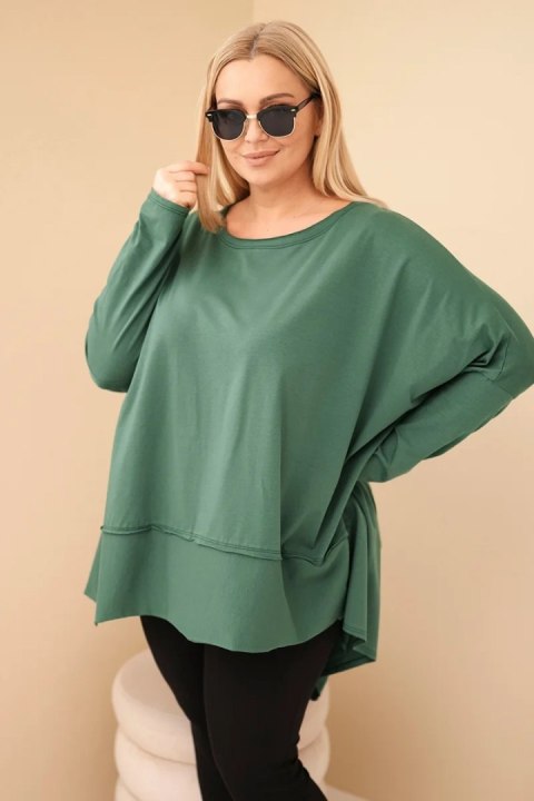Tunika damska Plus Size z bawełny z asymetrycznym dołem ciemno zielona