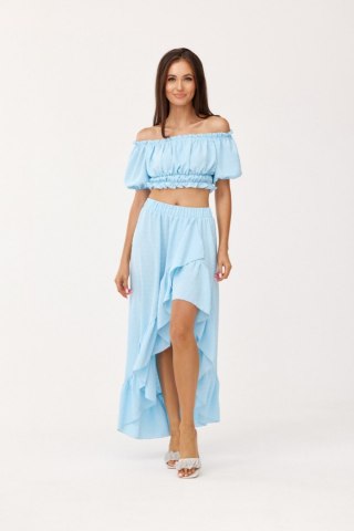 Tulum - komplet asymetryczna spódnica maxi + krótki top w kolorze błękitnym
