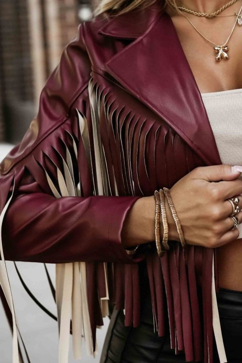 Kurtka z frędzlami JANE bordowa